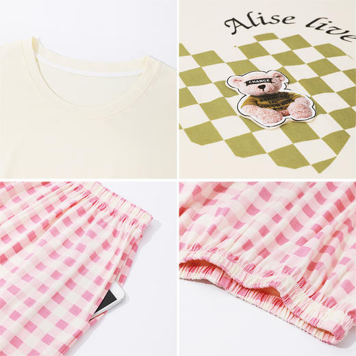 【短袖七分裤】熳洁儿 春夏95棉家居服女宽松舒适可爱印花圆领短袖套装可外穿24253207 商品图6