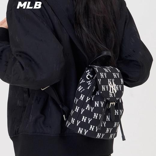 【品牌授权】扫码验证 韩国MLB 复古老花小背包-黑色 深奶油色 双肩包女新款休闲时尚运动背包单肩学生书包 3ABKS014N 商品图4