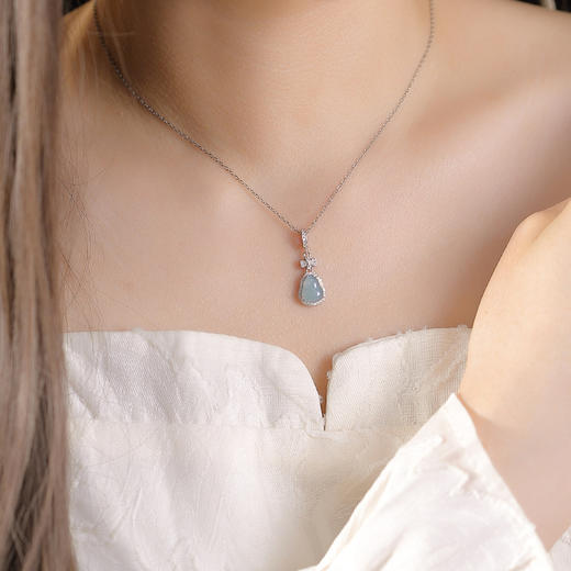 【玲珑葫芦】S925纯银蓝水翡翠蝴蝶结葫芦吊坠【CW-DZ06682】 商品图3