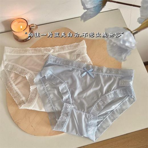 【3条装❗超薄奶油色系内裤】裸感轻盈自在呼吸，裆部采用100%的纯棉面料裤，夏季无痕女生中腰薄款蕾丝边三角裤QQ 商品图1