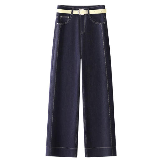 百媚生 复古直筒牛仔裤女高腰小个子宽松阔腿九分裤子52005 商品图8