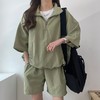 【时尚休闲运动服套装】宽松高领拉链短袖短裤 女装两件套 新款夏季 商品缩略图3