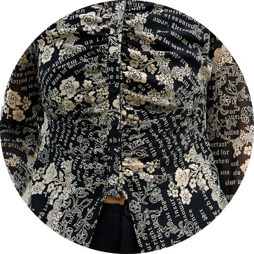 SZ1T51_漆黑色_T恤_春夏_长袖V领抽褶修身显瘦气质通勤_高级女装_BERNIEELEN 伯妮斯茵 商品图4