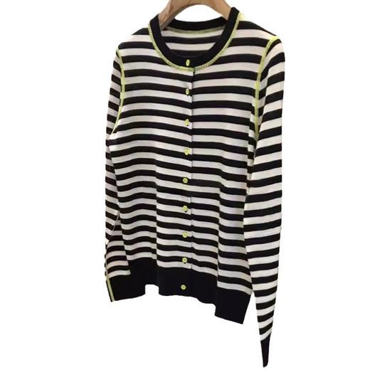 丁摩 谁收谁赚~~100%杨子纱羊毛！！巨巨巨细腻的撞色条纹圆领针织开衫5ZF-3176 商品图4