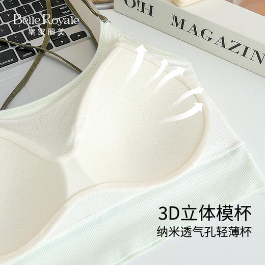 皇家丽美 薄款交叉性感抹胸内衣透气无钢圈运动背心式美背文胸BXM5153 商品图4
