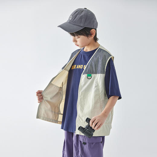 蓝汽水 2025春夏第二波新品网布拼接马甲878B256054JX 商品图4