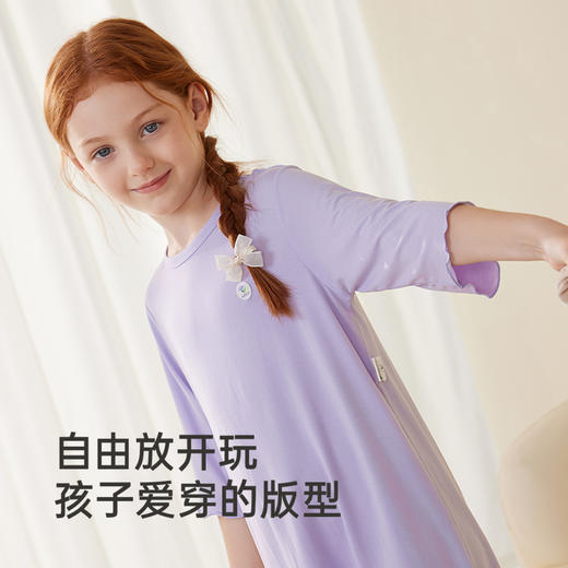 英氏儿童家居服夏季女童透气睡裙莫代尔凉爽睡衣长裙中大童睡裙 商品图3