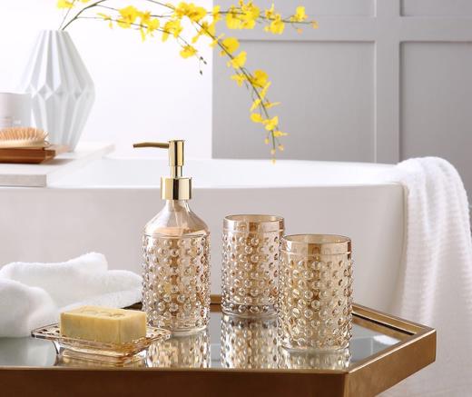 【多样屋专柜】多样屋卫浴玻璃套装四件套礼盒组卫浴套装鎏金  商品图0