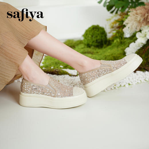 Safiya/索菲娅2025春夏百搭懒人编织透气亮片蕾丝渔夫鞋 SFD1112257 商品图4