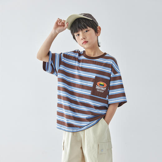 蓝汽水 2025春夏第二波新品条纹圆领T恤短袖806B256026JY 商品图4