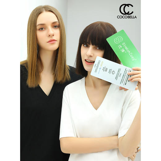 COCOBELLA多色SORONA认证V领凉感T恤女透气舒适凉爽半袖TS73 商品图0