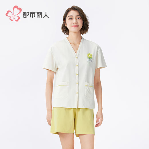 都市丽人生活家居女士棉质短袖套装薄40支TC拉架短袖类LHH1D5 商品图1