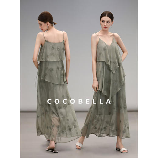 【限时秒杀】COCOBELLA万针刺绣炒色薄荷曼波吊带裙度假风飘逸大摆长裙FR7068 商品图2