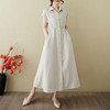 LZY9360棉麻连衣裙2025夏季新款文艺范纯色开衫裙时尚显瘦亚麻长裙 商品缩略图3