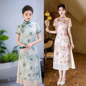 GX民族风奥黛旗袍裙2025春夏新款改良新中式遮肉显瘦日常可穿奥黛裙