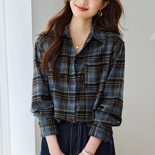 蓝色格子衬衫 商品图0