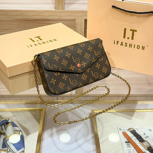 丁摩 信封包复古老花百搭高级感链条迷你斜挎小包女小方包5ZF-3172 商品图6