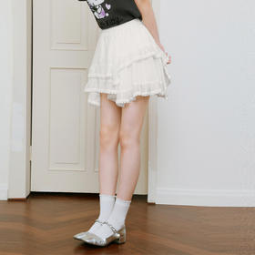 【严选】诗凡黎蕾丝边蛋糕短裙高腰不规则半身裙女2025夏新款芭蕾风a字裙7G3140561