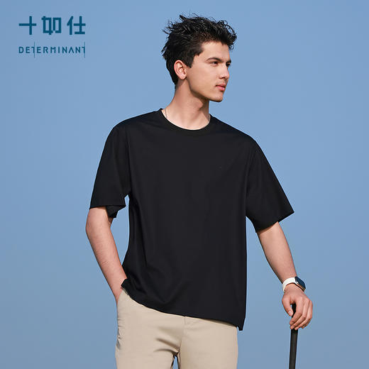 十如仕十如仕200支短袖男士圆领透气休闲舒适户外宽松t恤-T30-01 商品图3
