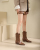 westory小方头粗跟短筒牛仔风套筒鳄鱼纹骑士靴秋冬新款82131 商品缩略图4