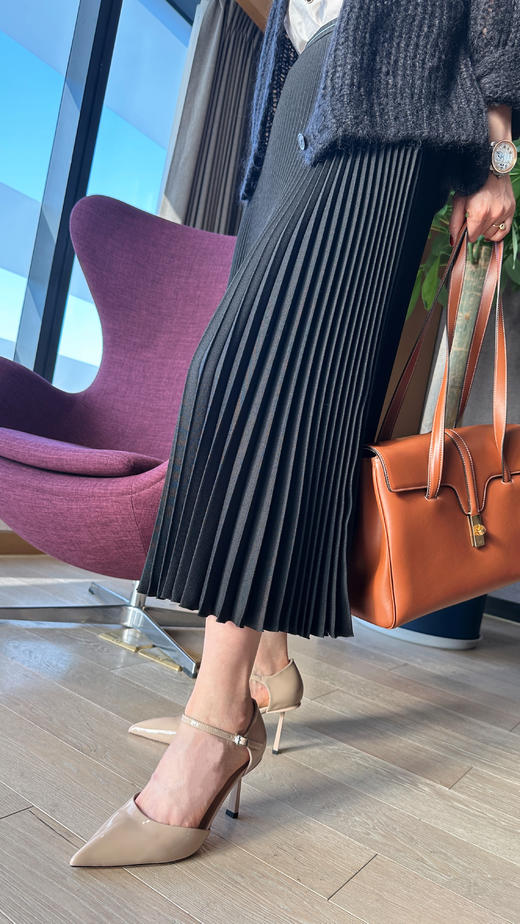 Westory2025年春季尖头中空高跟玛丽珍光面漆皮通勤宴会单鞋W25AH57801 商品图8