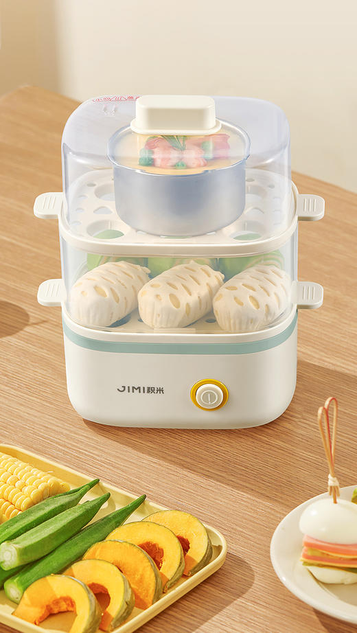 🥰【2025新款！积米小型电蒸锅多功能早餐机家用迷你蒸蛋器LG-101 】✨告别繁琐步骤，一键开关操作，轻松蒸出溏心蛋 商品图5