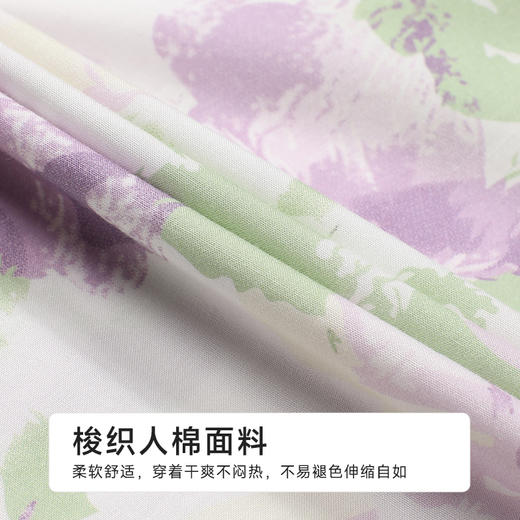 都市丽人生活家居女士梭织棉七分袖套装薄梭织人棉长袖类LHH1E4 商品图6