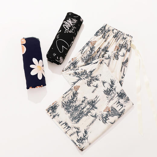 【商场同款】熳洁儿 春夏印花单裤百搭显瘦阔腿裤升级版带口袋花花裤25203020/25203021 商品图9