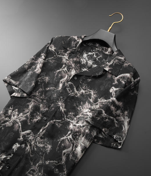 【戗驳领】【DDA】大依优型大码花衬衫短袖衬衫翻领衬衣商务休闲透气半袖夏季上衣男士 商品图1