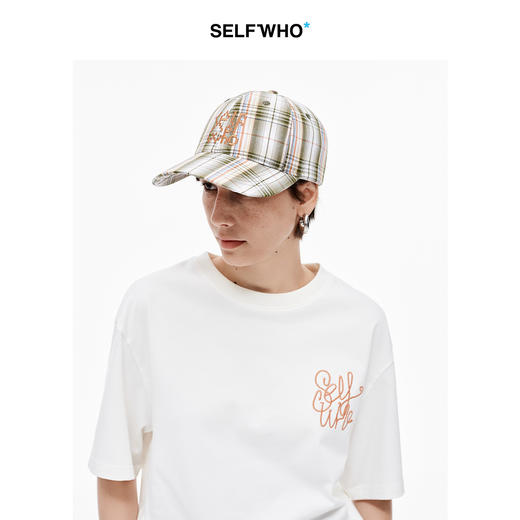 SELFWHO纯棉撞色格子刺绣棒球帽女2025夏新款户外休闲百搭鸭舌帽 商品图0