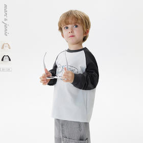 马克珍妮男童线条涂鸦长袖T恤 宝宝纯棉上衣2025年春装新款250113