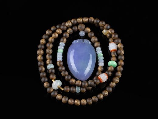 XY0155沉香+翡翠紫罗兰寿桃挂坠 商品图3