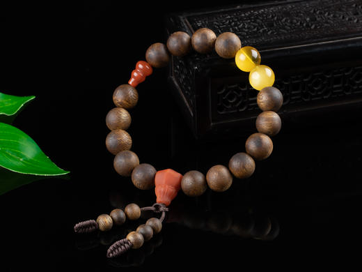 XY0120沉香蜜蜡南红葫芦佛塔手串 商品图2