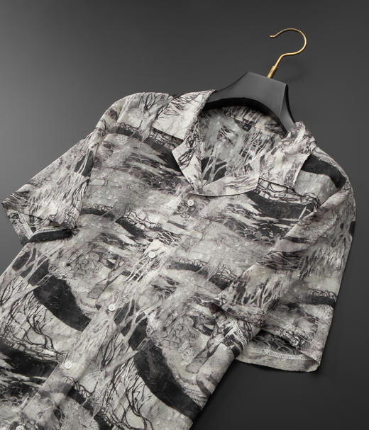 【戗驳领】【DDA】大依优型大码花衬衫短袖衬衫翻领衬衣商务休闲透气半袖夏季上衣男士 商品图2