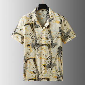 【戗驳领】【DDA】大依优型大码花衬衫短袖衬衫翻领衬衣商务休闲透气半袖夏季上衣男士