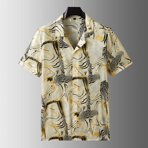 【戗驳领】【DDA】大依优型大码花衬衫短袖衬衫翻领衬衣商务休闲透气半袖夏季上衣男士 商品图0