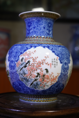 釉中彩综合装饰梅兰竹菊花鸟图