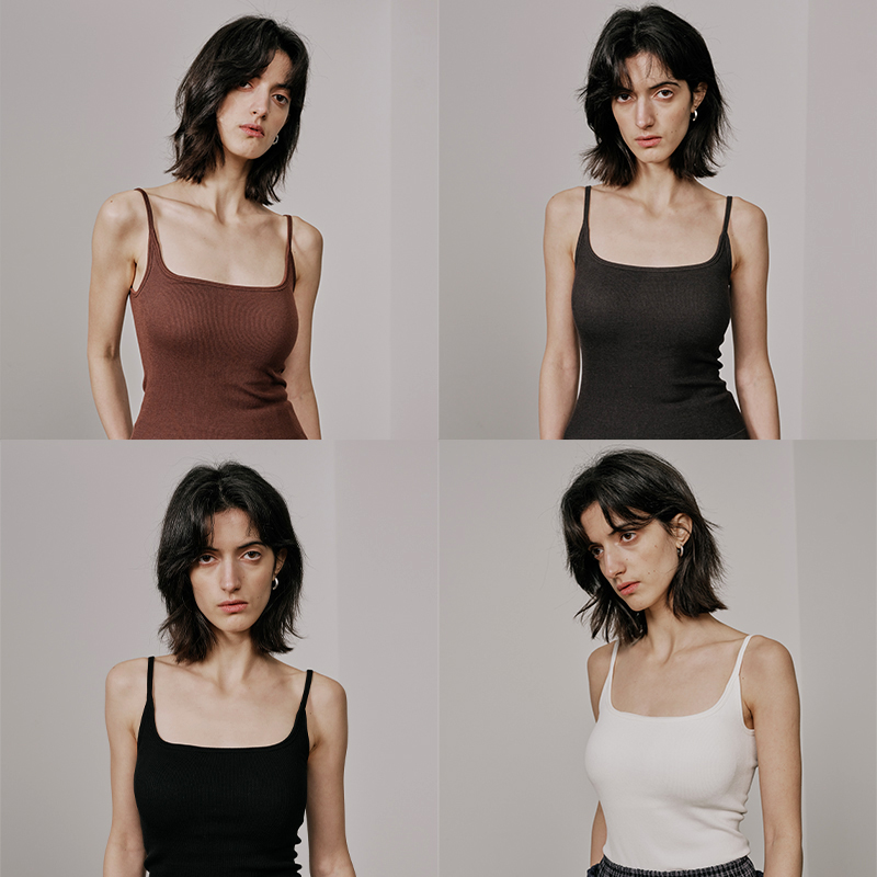 UMILAB【软语】莱赛尔桑醋酸真丝混纺可机洗胸垫一体吊带BK631M