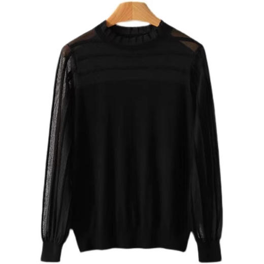 雀说柔软精致立领显瘦宽松休闲长袖针织衫新款内搭套头打底衫ALZ34115 商品图4