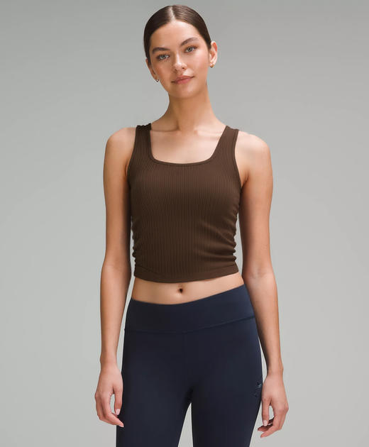 官网580！无缝方领防震健身瑜伽服运动背心女 二合一免穿文胸内衣打底吊带 商品图8