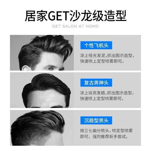 JVR/杰威尔「百变造型」#哑光发泥定型喷雾套装男士造型发胶速干发型自然蓬松淡香无香短头发背头造型神器 商品图4