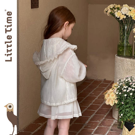 Littletime女童套装夏装2025新款儿童连帽外套女孩高定闪闪短裤 商品图3