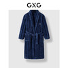 GXG男士家居服蓝黑条纹翻领睡袍加厚宽松家居上衣 商品缩略图4
