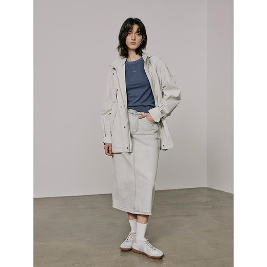 UMILAB【垦丁】高含棉量高弹VTG复古水洗开衩直筒牛仔半裙BD781M 商品图2