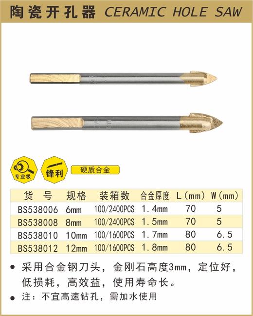 波斯 陶瓷开孔器10mm BS538010 商品图0