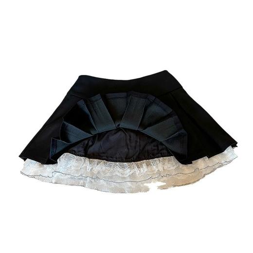 纯欲风蕾丝花边【a字显瘦半身裙】夏季新款 辣妹小众蝴蝶结高腰百褶短裙 商品图4