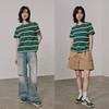 UMILAB【奇幻】高克重100%棉柔软挺括百搭宽松条纹春夏T恤女T717W 商品缩略图1