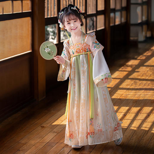 苏城纪童装汉服襦裙-牡丹橙色 商品图3