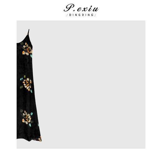 04-3潘依绣丁丁宠粉PanYiXiu/潘依绣【富婆裙】100%人丝高级感花朵吊带连衣裙W-62247 商品图2