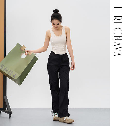 L RECNAVA 轻量防水直筒工装裤 抽绳腰头可调节 多功能口袋很能装 脚口抽绳 可直筒可束脚 商品图2